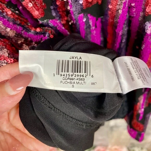 Dress The Population Jayla Sequin Dress in Fuchsia Multi Size Small. - Picture 9 of 13